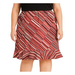 Notations Womens Elastic Waist Striped Ruffle Hem Lightweight Skirt Size 2X